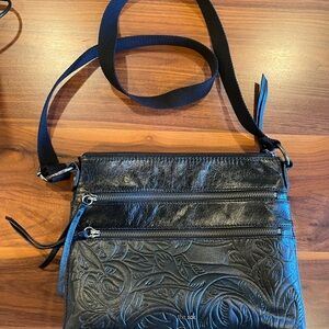 The Sak Black Embossed Leather Crossbody Bag